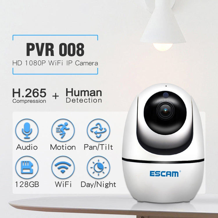 ESCAM PVR008 HD 1080P WiFi IP Camera, Support Motion Detection / Night Vision, IR Distance: 10m, AU Plug, PVR008 ESCAM PVR008 HD 1080P WiFi IP Camera, Support Motion Detection / Night Vision, IR Distance: 10m, AU Plug, PVR008
